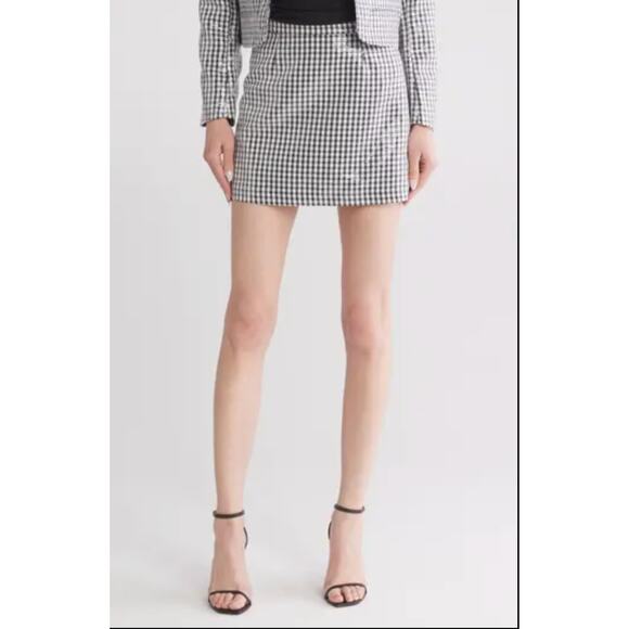 WAYF Sequin Houndstooth Mini Skirt S & XS - Picture 1 of 6